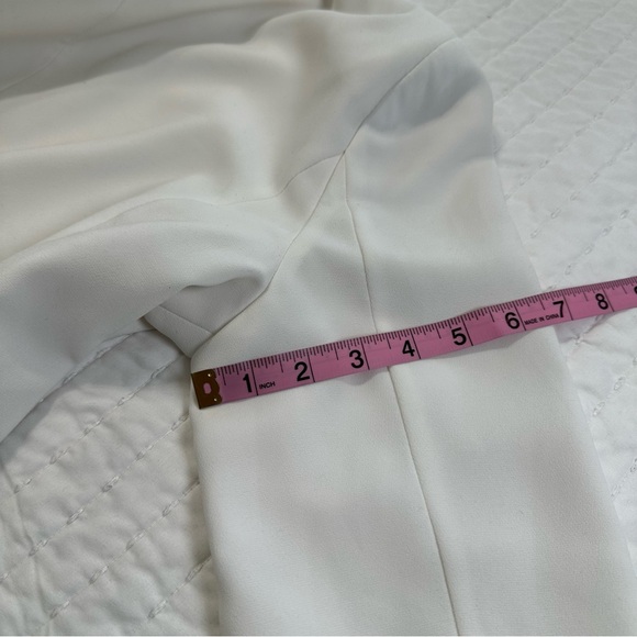 Mural Curve Open Front Shawl Collar Elegant Ivory Blazer - Picture 11 of 12